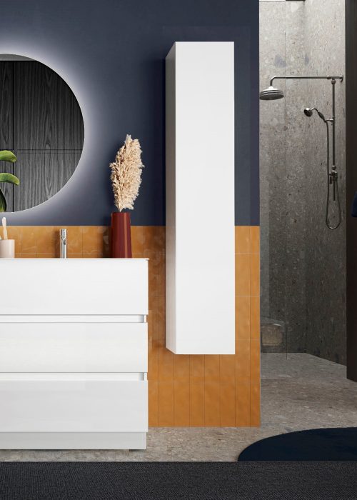 Ensemble Salle De Bain Meublecolonnedouble Vasque Start Blanc Brillant 122 X 86 X 47 Cm